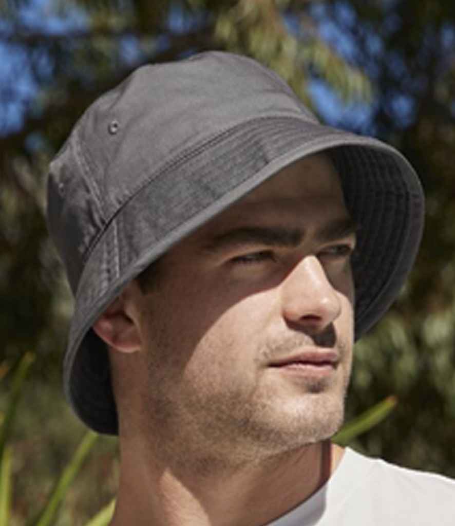 Man wearing graphite bucket hat