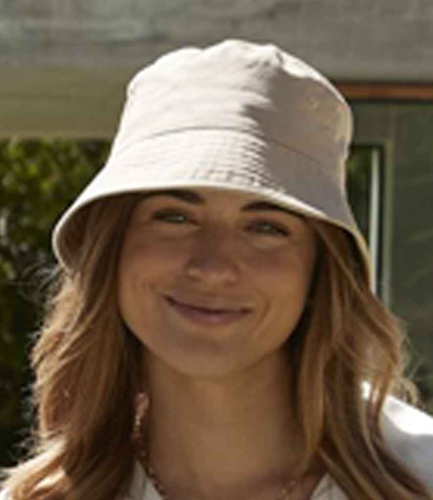 Lady wearing sand bucket hat