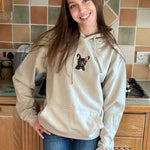 Natural unisex hoodie with French bulldog face on front 